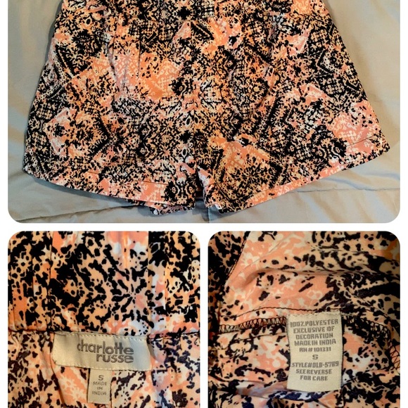 New Charlotte Russe geometric peach orange black Fall shorts S Small - Picture 2 of 2